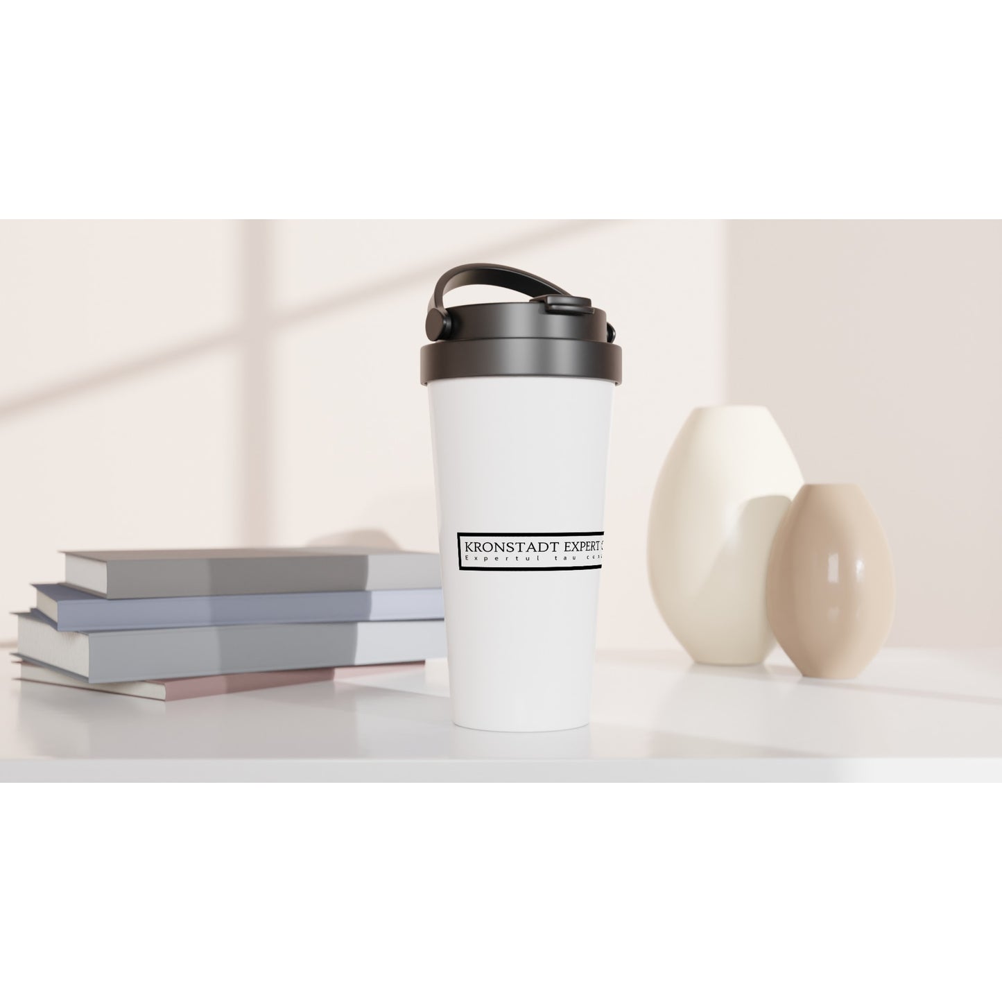 White 15oz Stainless Steel Travel Mug