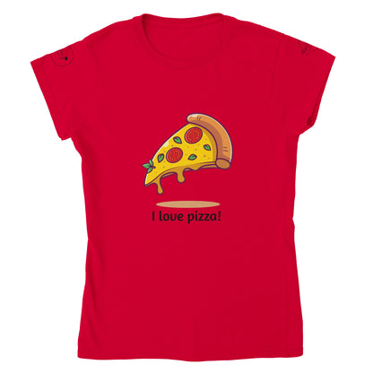 Tricou clasic pentru femei cu gât, pizza