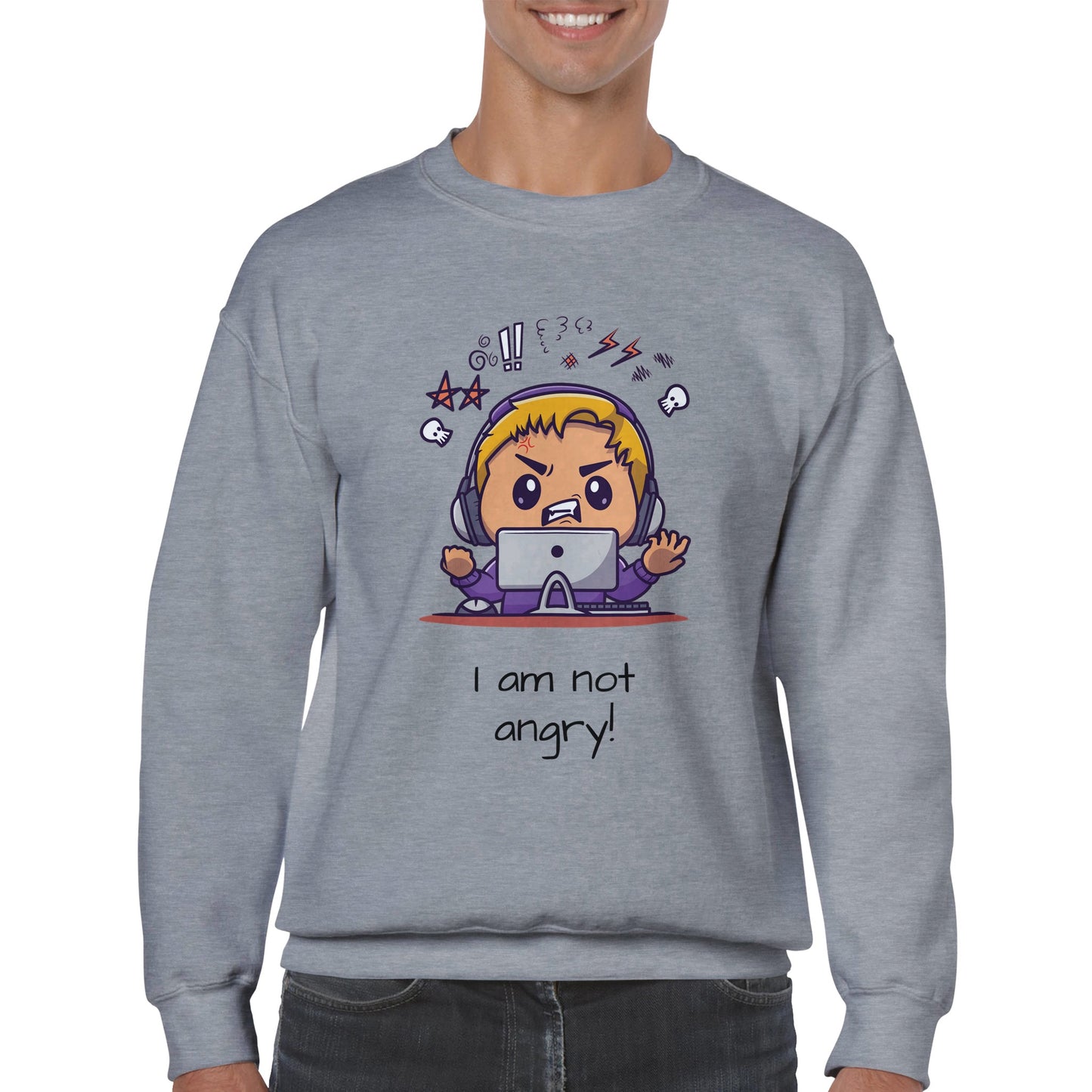 Classic Unisex Crewneck Sweatshirt, Not angry