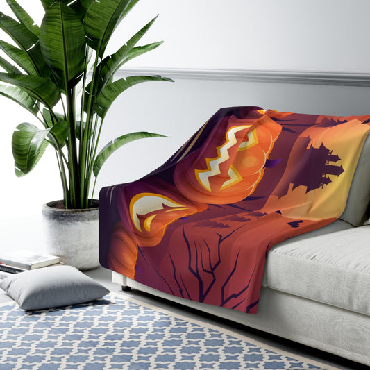 Sherpa Fleece Blanket, Pumpkin