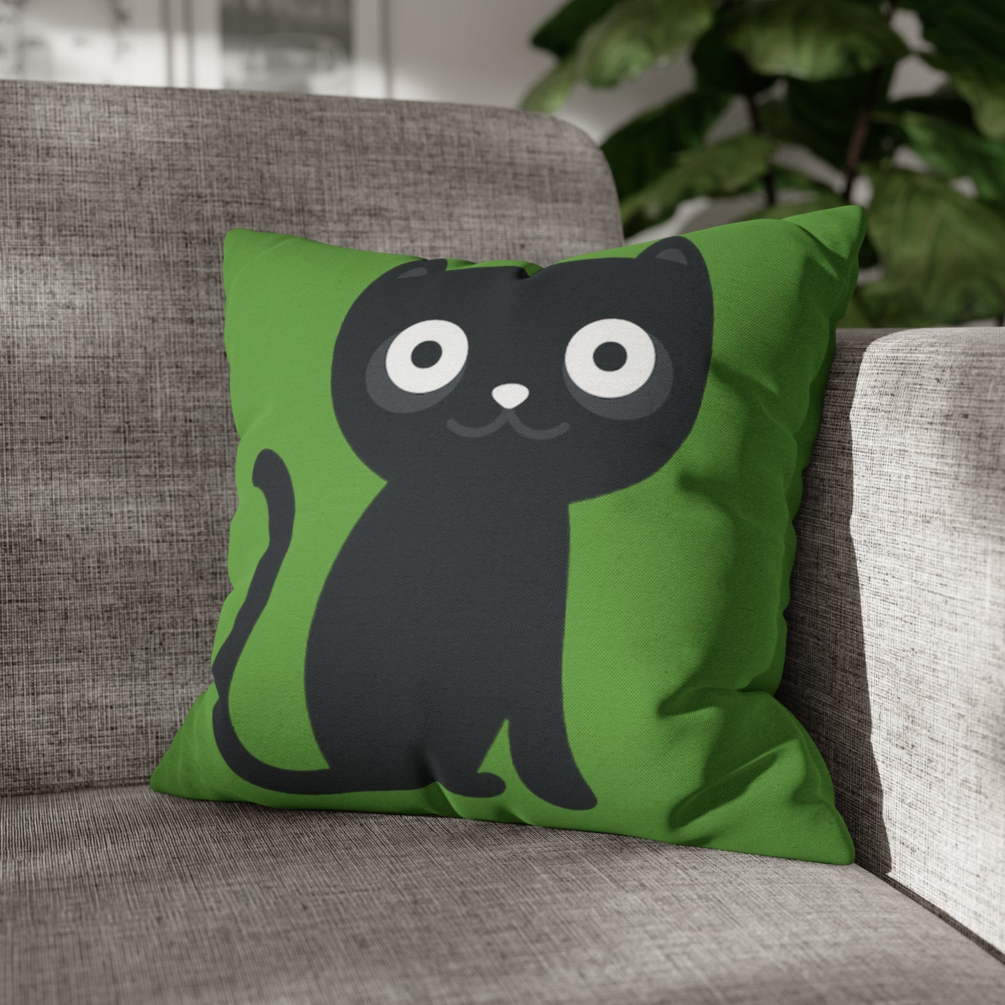 Green Polyester Square Pillow Case