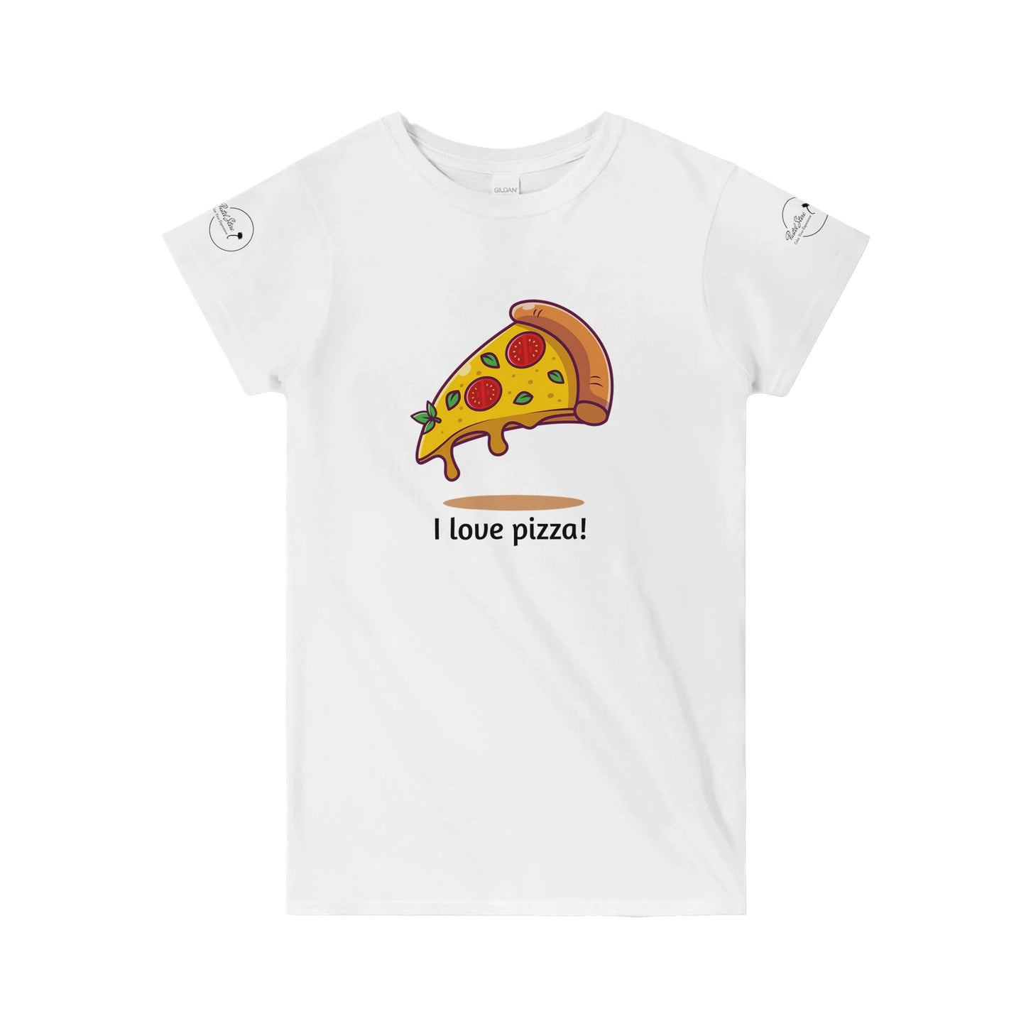 Tricou clasic pentru femei cu gât, pizza