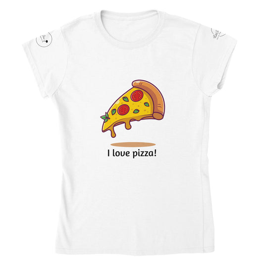 Tricou clasic pentru femei cu gât, pizza