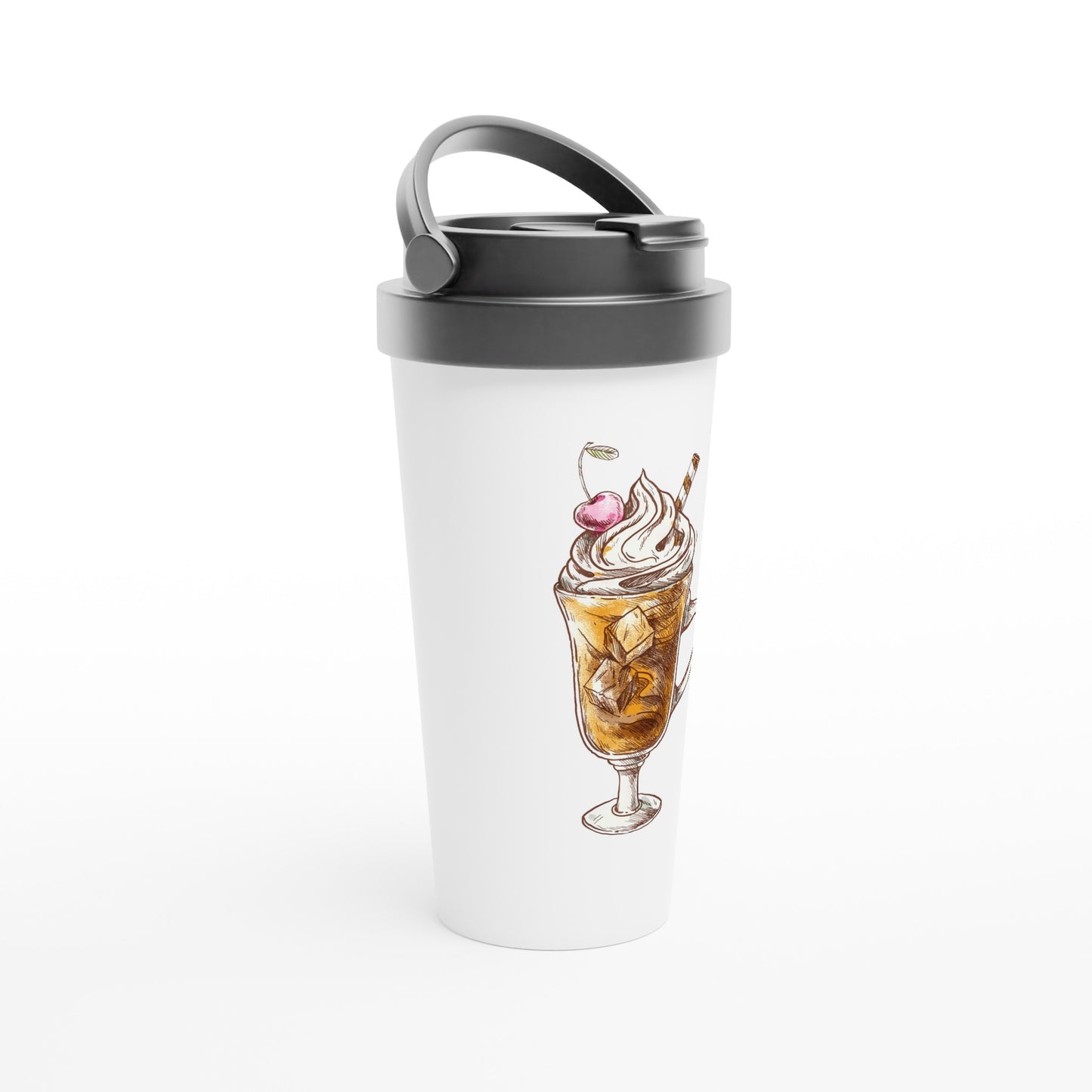 White 15oz Stainless Steel Travel Mug