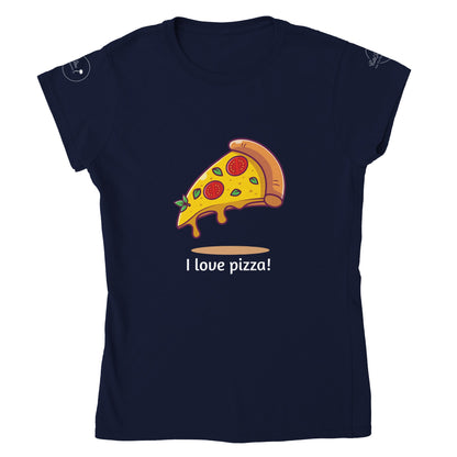 Tricou clasic pentru femei cu gât, pizza