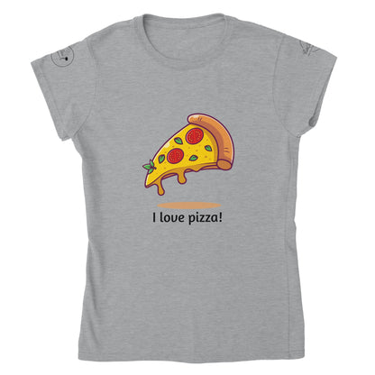 Tricou clasic pentru femei cu gât, pizza