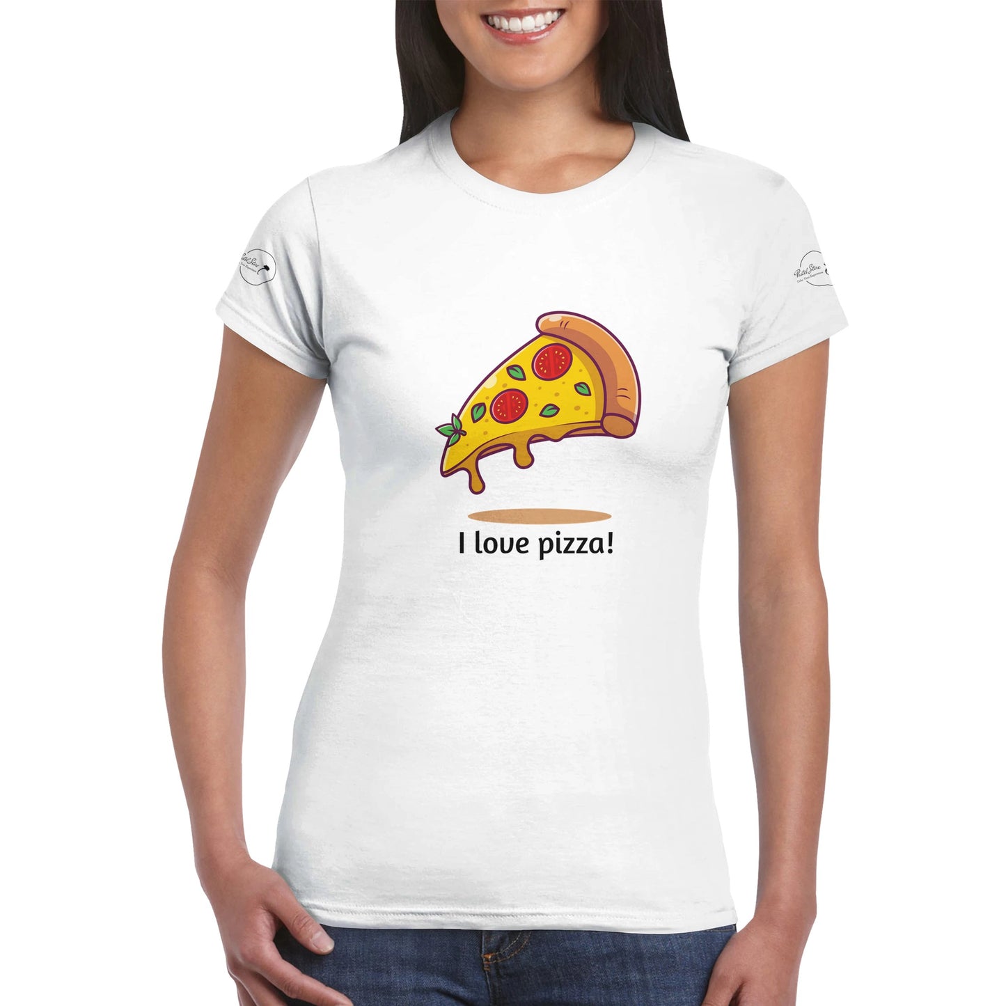 Tricou clasic pentru femei cu gât, pizza